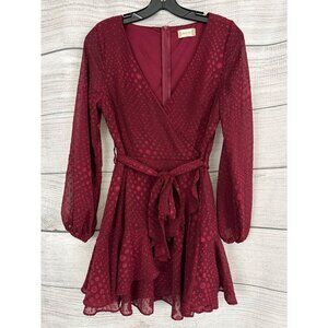 Altard State Sabine Ruffle Trim Mini Faux Wrap Dress Size S